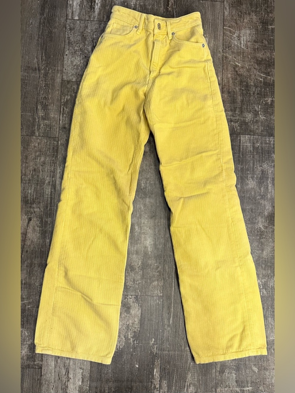Zara Pale Yellow Corduroy Wide-leg Pants Size 2